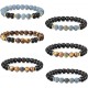 8MM Bead Bracelets For Men Women Lava Rock Lion Leopard Beaded Bracelets Set 8MM Bead Bracelets For Men Women Lava Rock Lion Leopard Beaded Bracelets Set